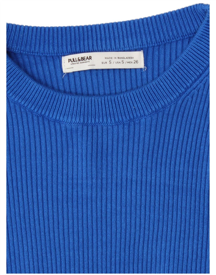 Pull & Bear Pull court à col bateau pour femme UK 8 Small Bleu
