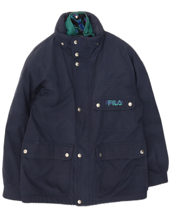 Fila Veste utilitaire à capuche pour homme UK 40 Large Bleu marine Polyester