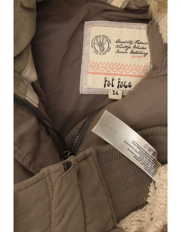 Fat Face Veste matelassée à capuche pour femme UK 44 Medium Kaki Polyester