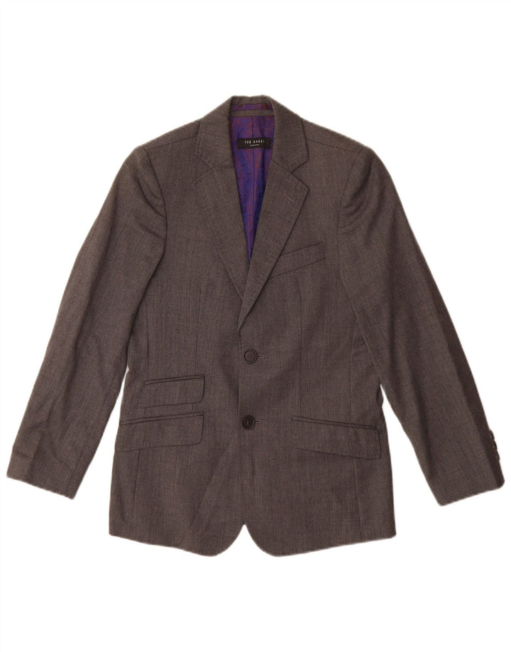 Ted Baker Veste Blazer 2 Boutons Garçon 9-10 Ans Gris Laine Vierge