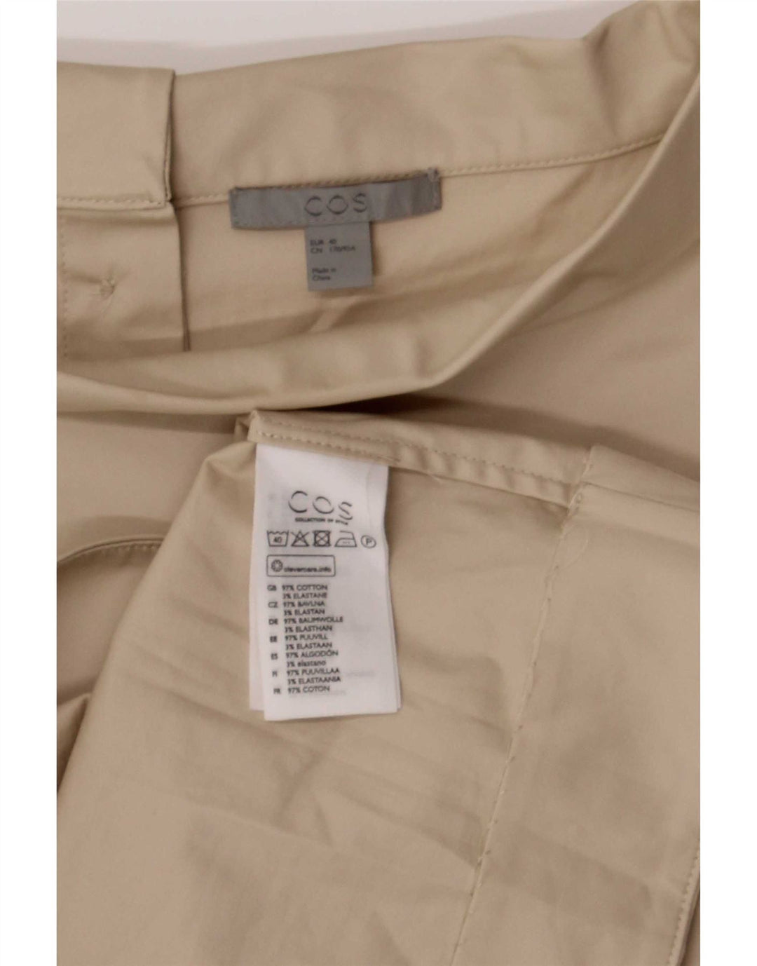 Cos Chemisier à manches 3/4 pour femme EU 40 en coton beige moyen