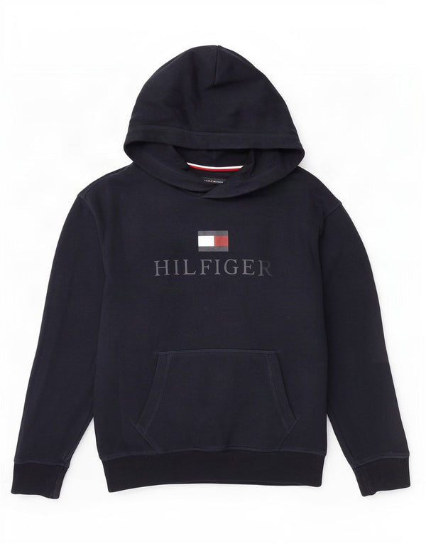 Tommy Hilfiger Pull à capuche graphique pour garçon 11-12 ans Bleu marine Coton
