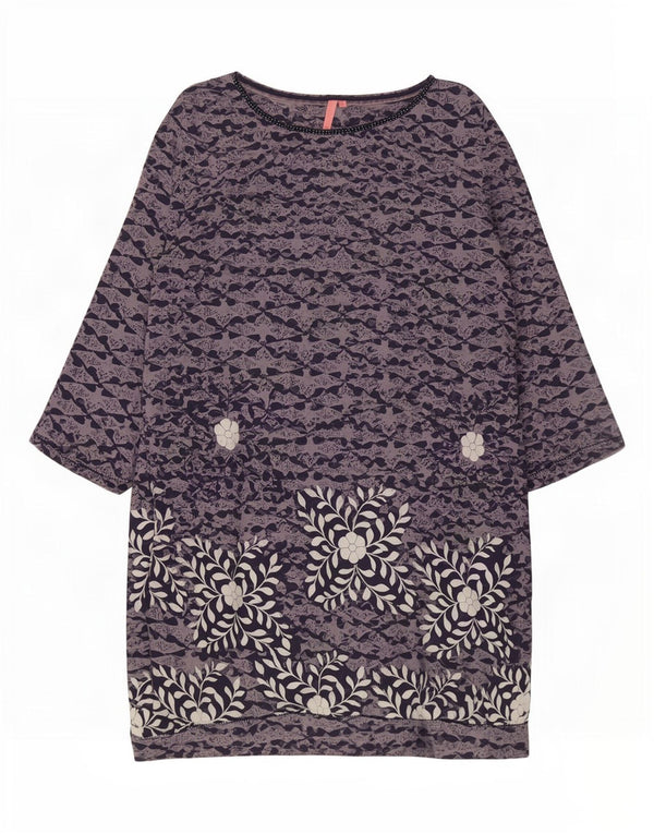 White Stuff Robe droite à manches 3/4 pour femme UK 42 Bleu moyen en coton floral