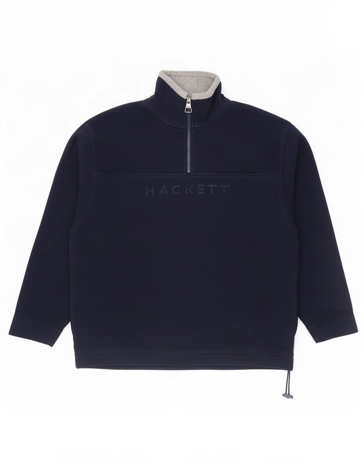 Hackett Pull polaire à col zippé pour homme 2XL Bleu marine Polyester
