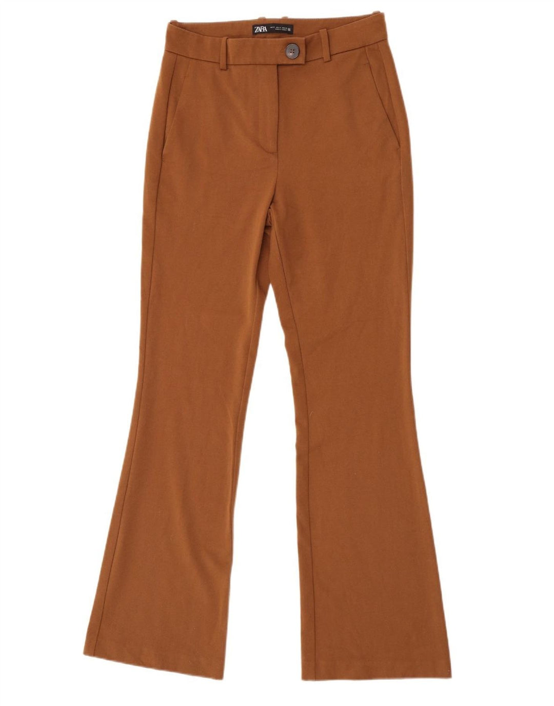 Pantalon Chino Flare Femme Zara Petit W26 L32 Marron Polyester