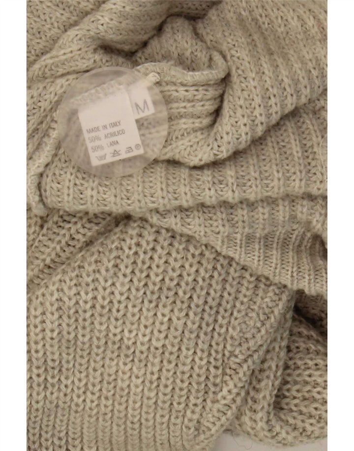 vintage Mens Cardigan Pull Moyen Gris Acrylique