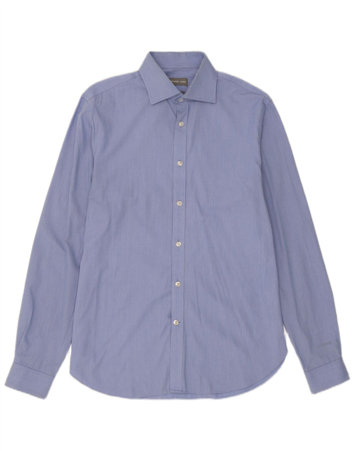 MICHAEL KORS Mens Slim Fit Shirt Size 15 1/2 Medium Blue Check Viscose
