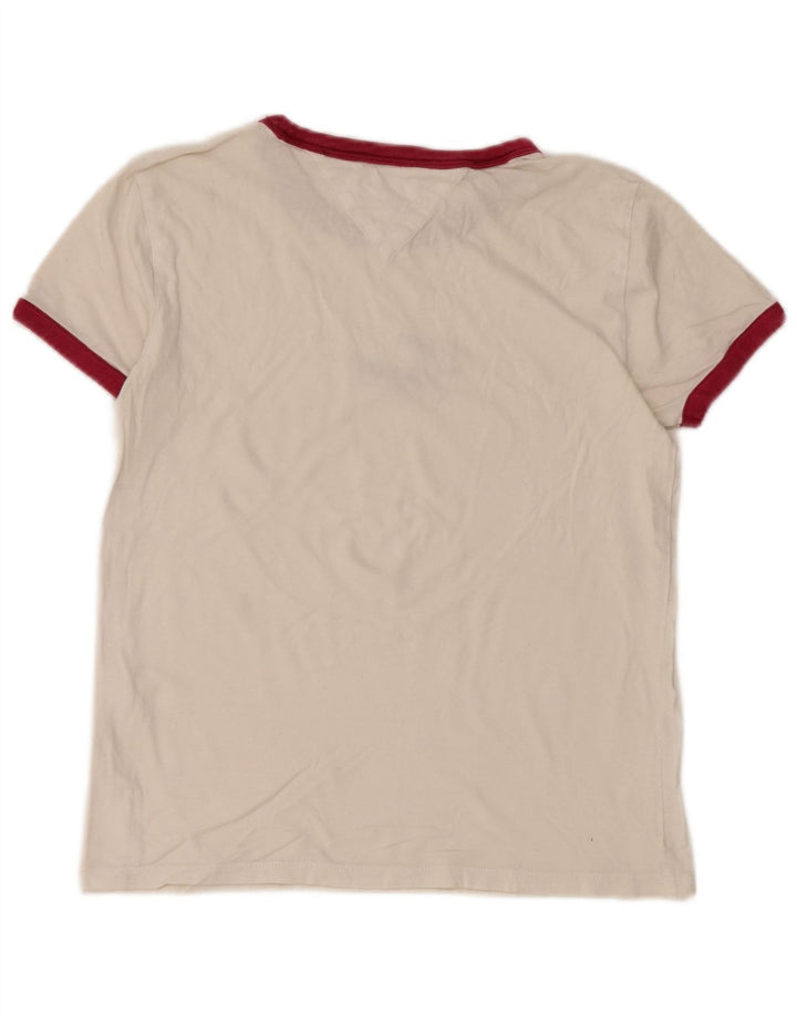 TOMMY HILFIGER T-shirt graphique pour femme UK 6 XS Blanc