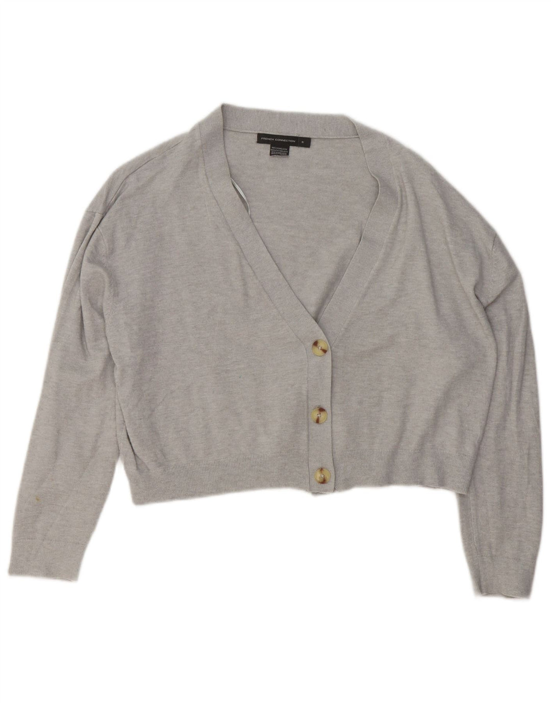 French Connection Cardigan court surdimensionné pour femme UK 10 Petit Gris