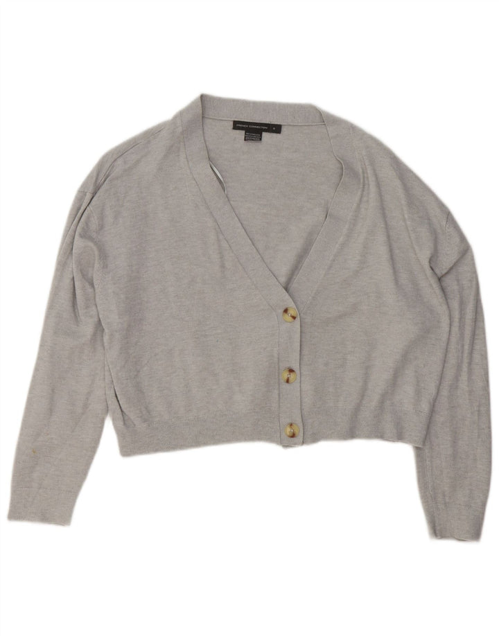 French Connection Cardigan court surdimensionné pour femme UK 10 Petit Gris