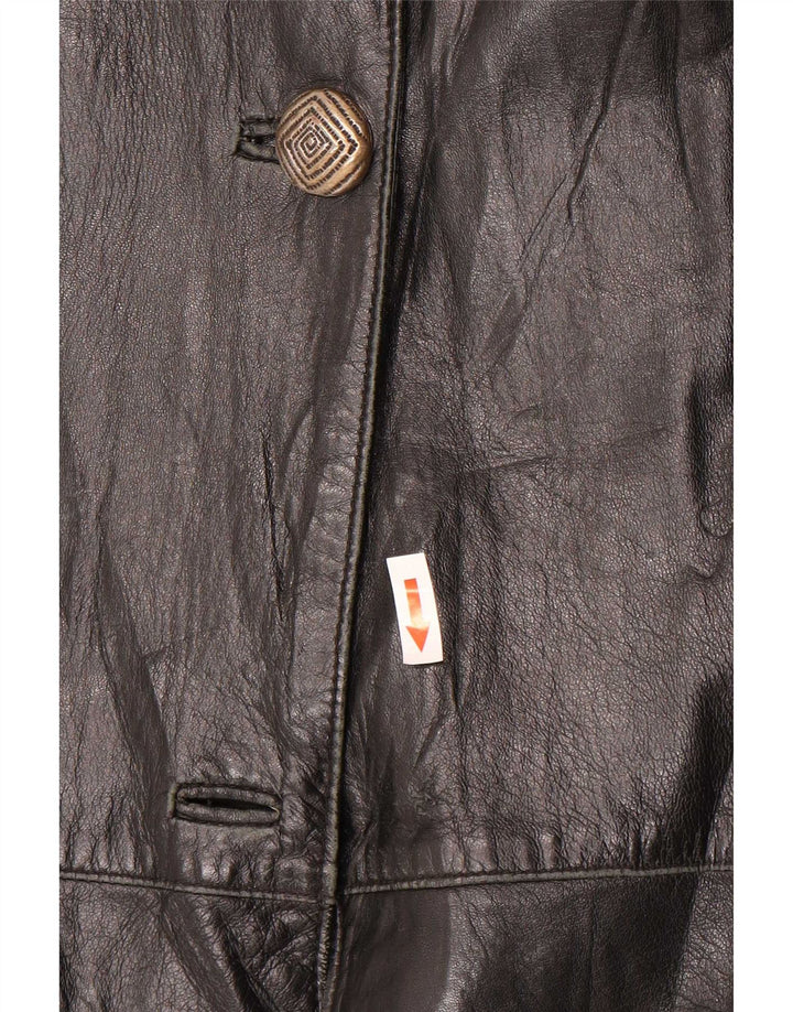 manteau en cuir surdimensionné vintage pour femmes IT 46 Grand Noir