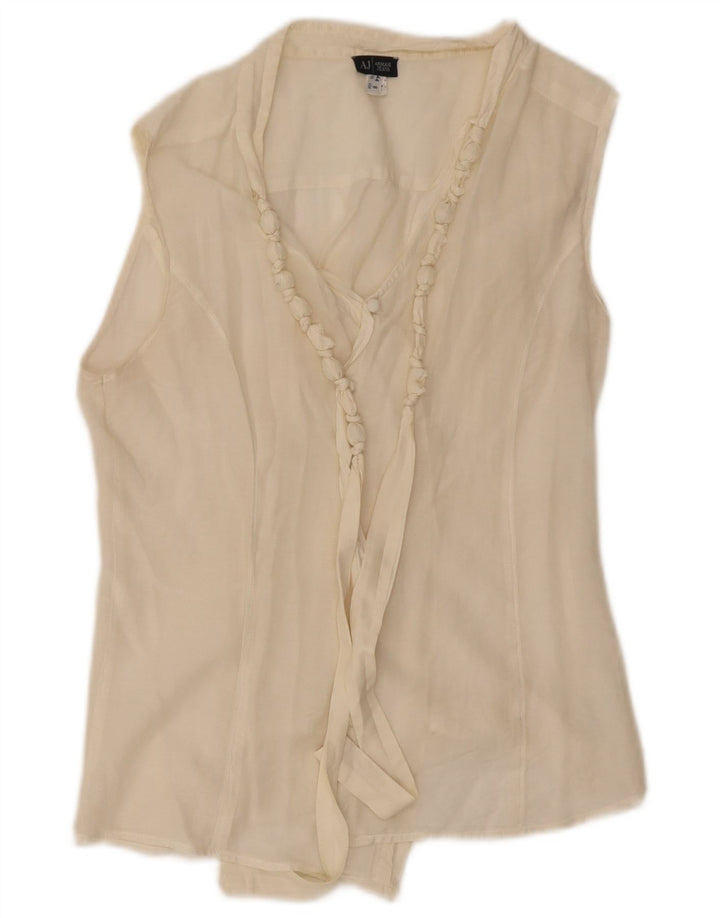 Armani Jeans Haut transparent sans manches pour femme US 8 Blanc moyen