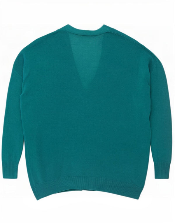 Zara Femme Cardigan Oversize Pull UK 10 Petit Bleu Acrylique