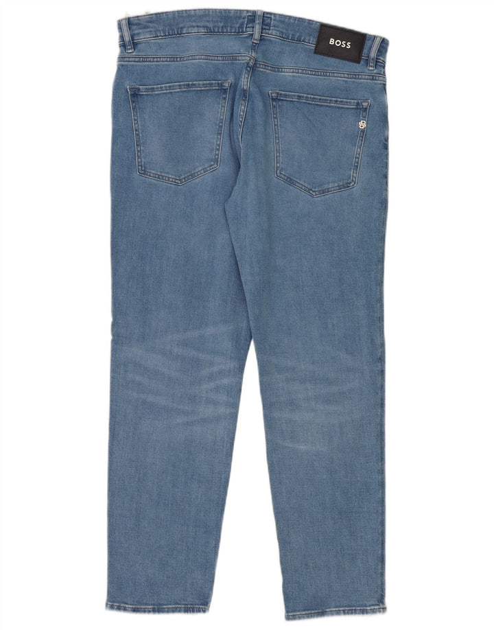 HUGO BOSS Womens Regular Tapered Jeans W34 L30 Blue Cotton