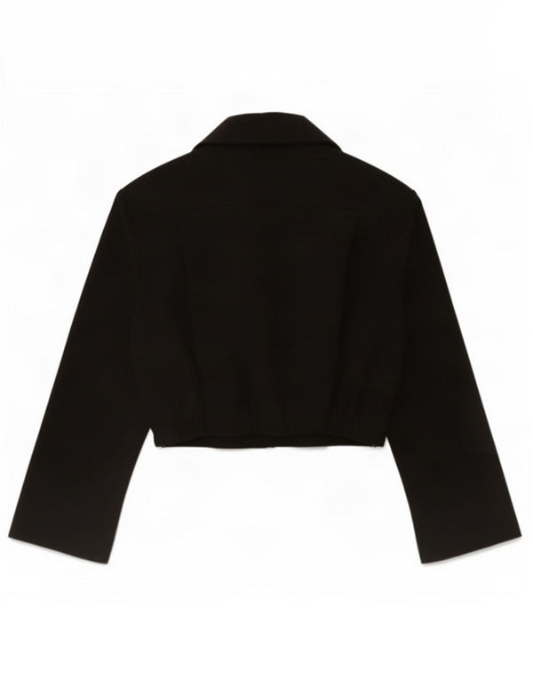 Zara Chemisier court à manches 3/4 pour femme UK 6 XS Noir Polyester