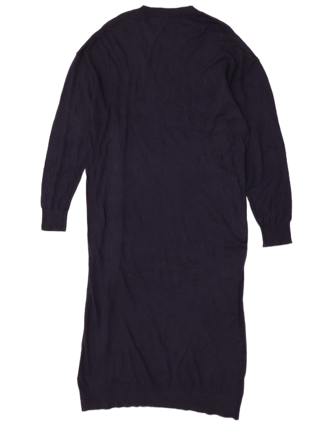 Zara Femme Maxi Robe Pull à Manches Longues UK 14 Moyen Bleu Marine Polyester