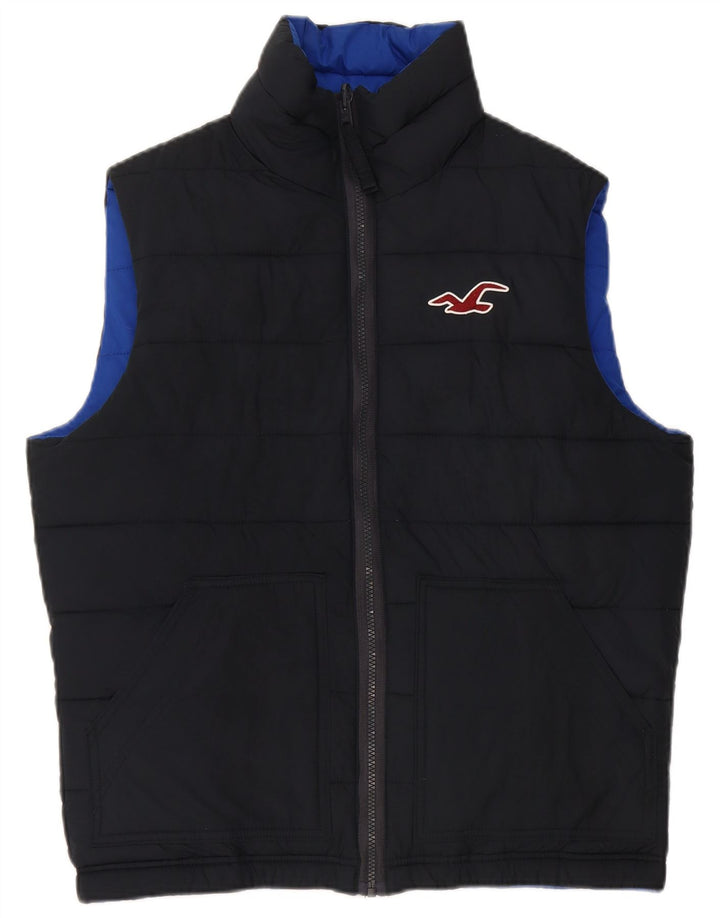 Hollister Gilet rembourré réversible pour homme UK 38 Bleu marine moyen Polyester
