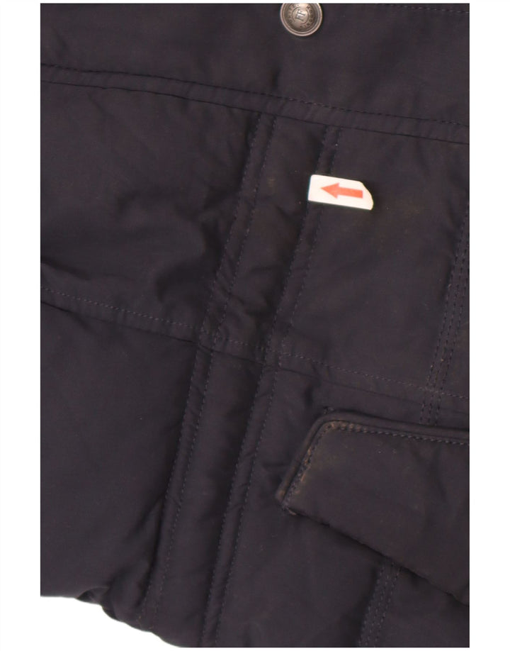 Fat Face Manteau rembourré Sherpa à capuche pour femme UK 8 Small Bleu marine Polyester