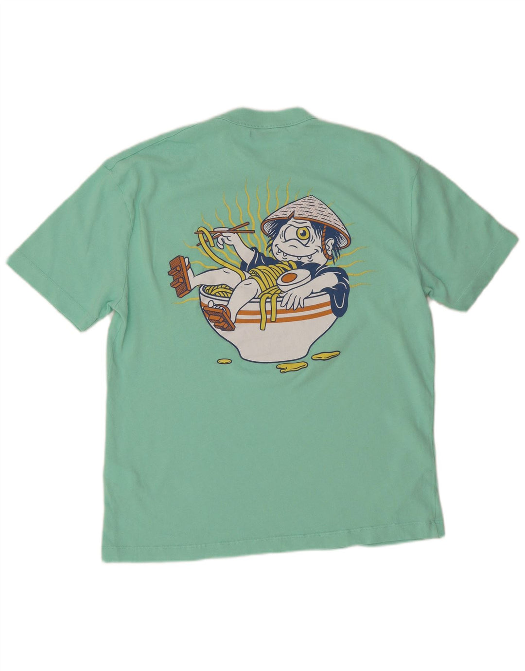 Zara Homme Graphic T-Shirt Top Vert Moyen Coton