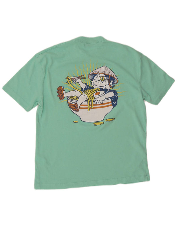 Zara Homme Graphic T-Shirt Top Vert Moyen Coton