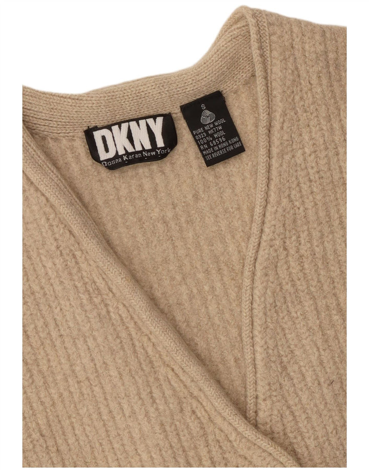 Dkny Cardigan surdimensionné pour femme UK 10 Petite laine beige