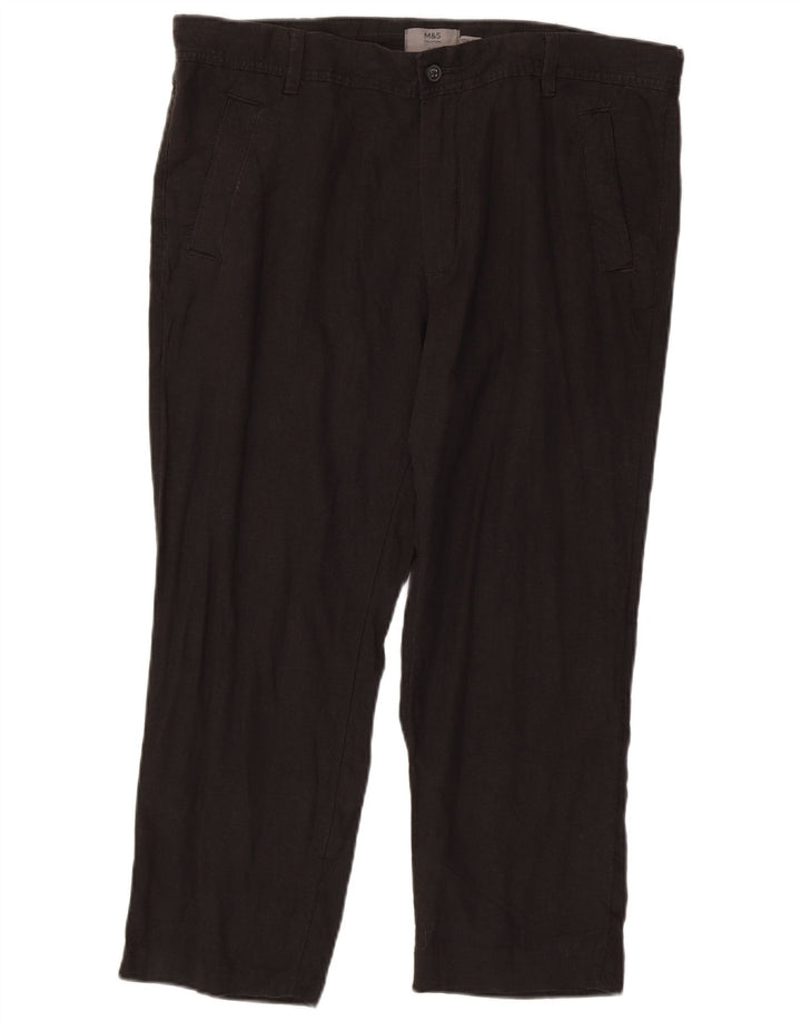 MARKS & SPENCER Pantalon Chino Slim Homme W36 L25 Lin Gris