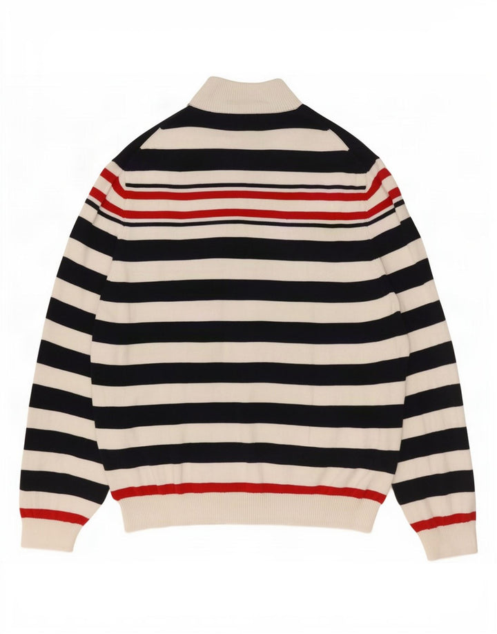 Brooks Brothers Pull à col boutonné pour homme XL Bleu marine rayé