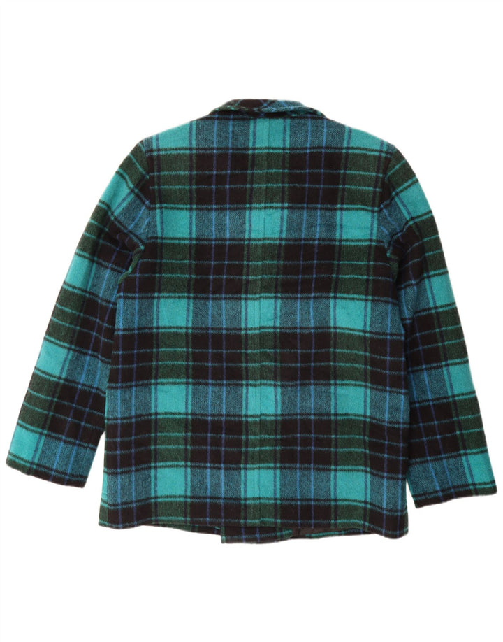 vintage Mens Double Breasted Blazer Veste UK 44 2XL Bleu Plaid Laine