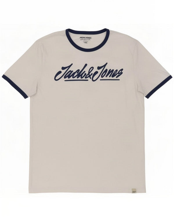 Jack & Jones T-Shirt Graphique Homme Haut 2XL Blanc Coton