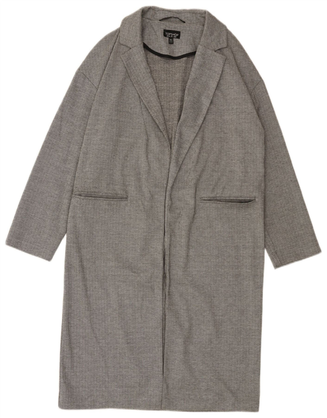 Topshop Pardessus surdimensionné ouvert pour femme UK 10 Petit chevron gris