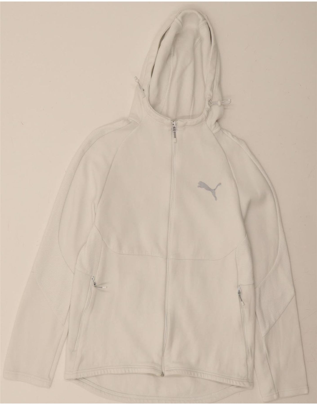PUMA Womens Zip Hoodie Sweater UK 14 Medium White Cotton Vintage Puma and Second-Hand Puma from Messina Hembry 