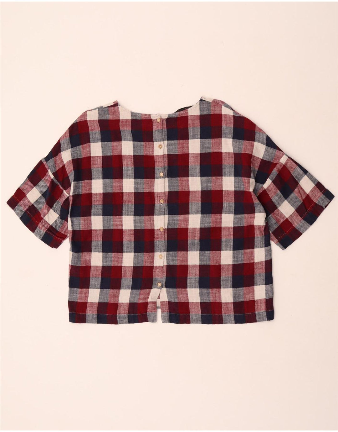 Zara Chemisier à manches courtes pour femme UK 16 Grand carreaux multicolores