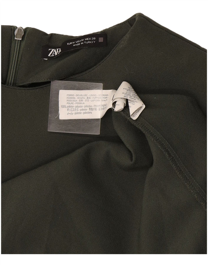 Zara Robe fourreau sans manches pour femme UK 12 Polyester kaki moyen