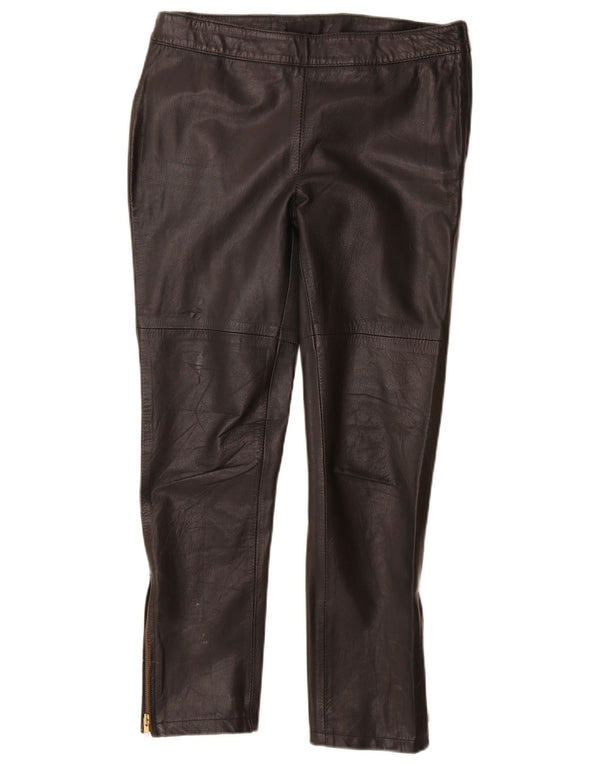 Pantalon en cuir slim femme vintage Grand W30 L28 Cuir noir