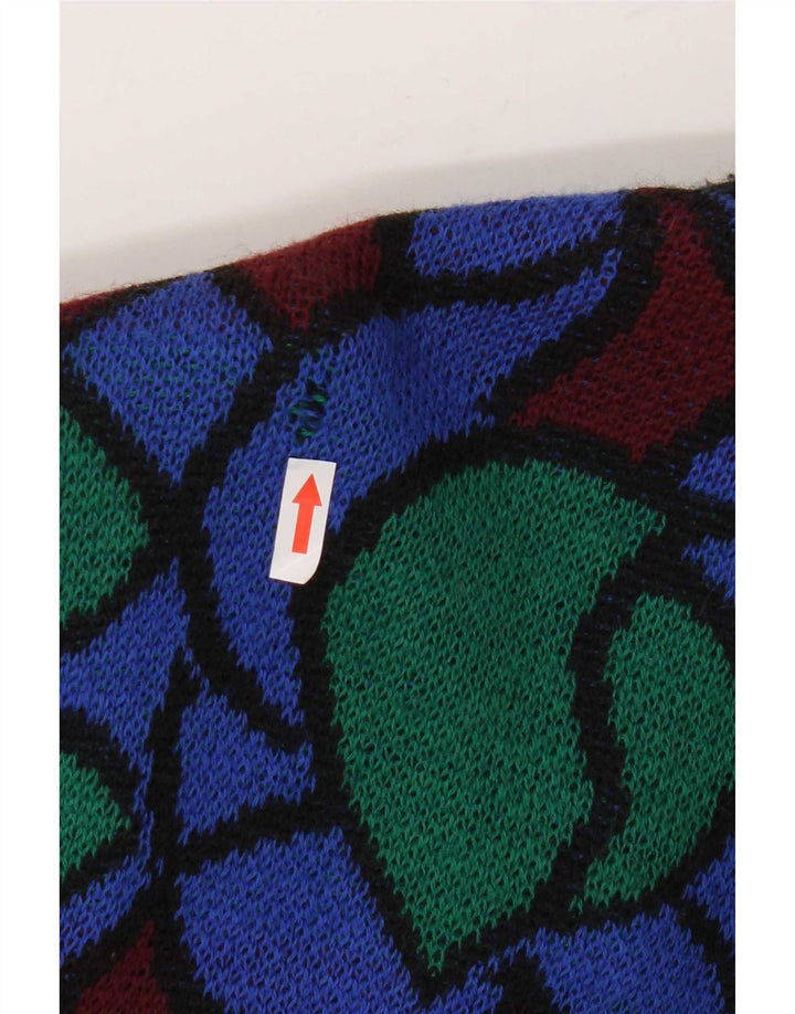 vintage Femmes Motif Abstrait Cardigan Pull UK 18 XL Multicolore