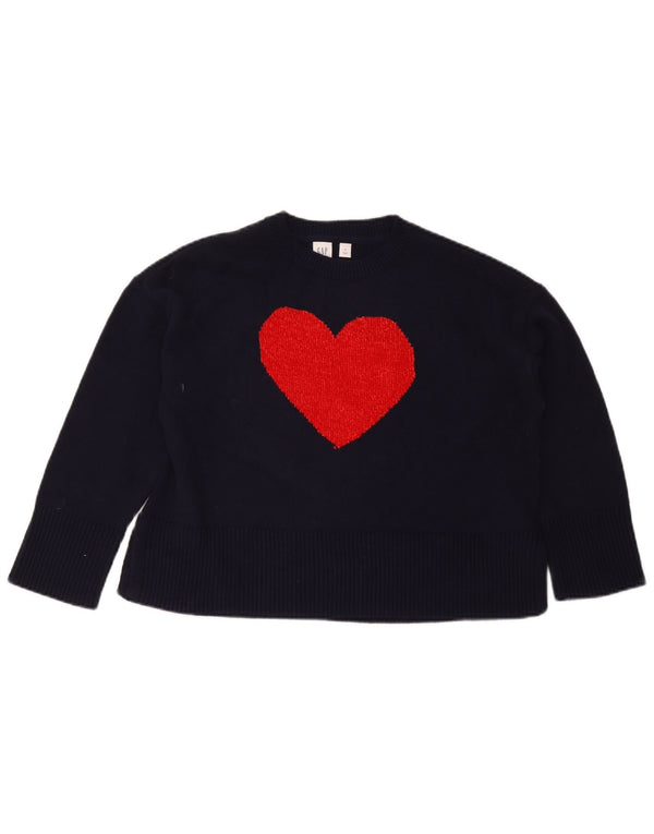 Gap Pull graphique à col rond pour fille 11-12 ans XL Bleu marine Cœur