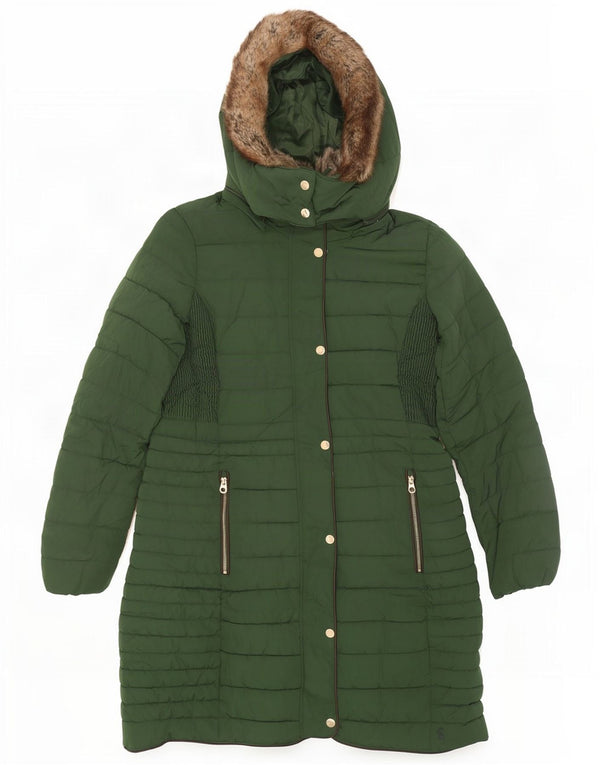Joules Manteau matelassé à capuche pour femme UK 12 Vert moyen Polyester