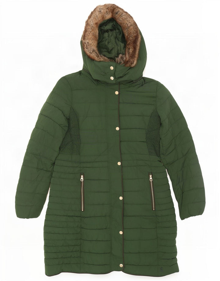 Joules Manteau matelassé à capuche pour femme UK 12 Vert moyen Polyester