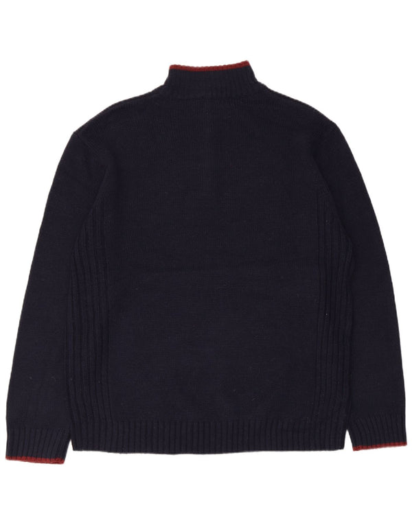 Pierre Cardin Pull col zippé pour homme, grand, bleu marine, acrylique