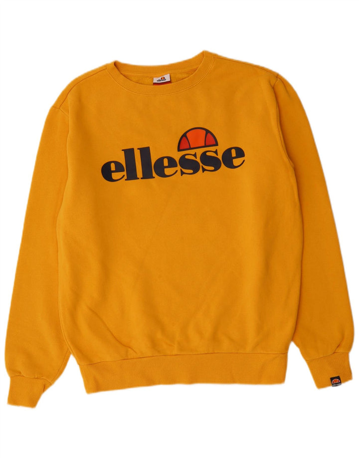 ELLESSE Pull-over surdimensionné graphique pour femme UK 12 Jaune moyen