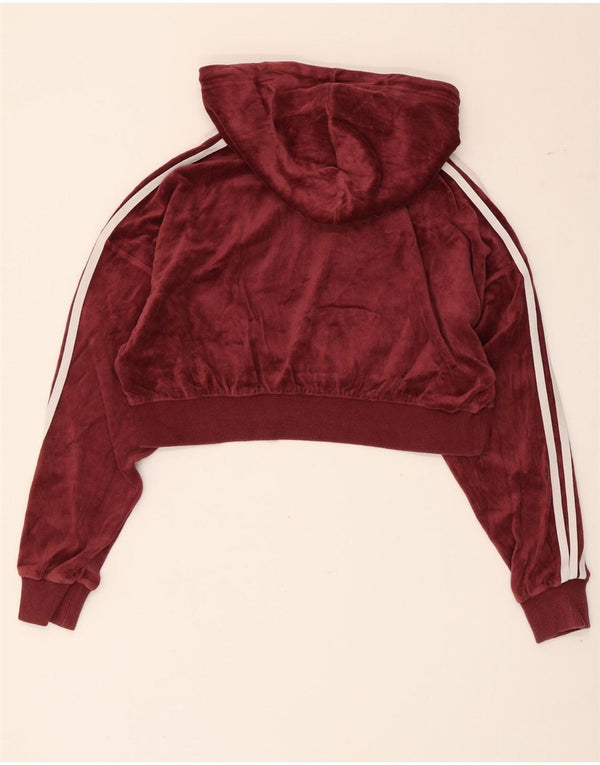Adidas Pull à capuche surdimensionné graphique pour femme UK 4 XS en coton bordeaux