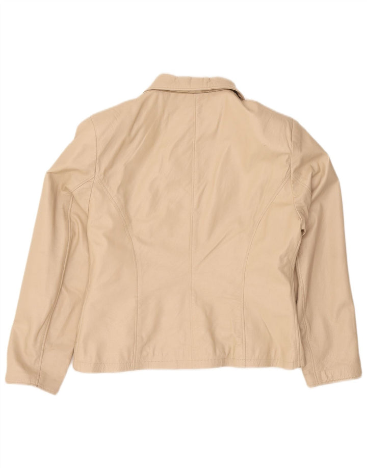 veste en cuir femme vintage UK 18 XL Cuir Beige