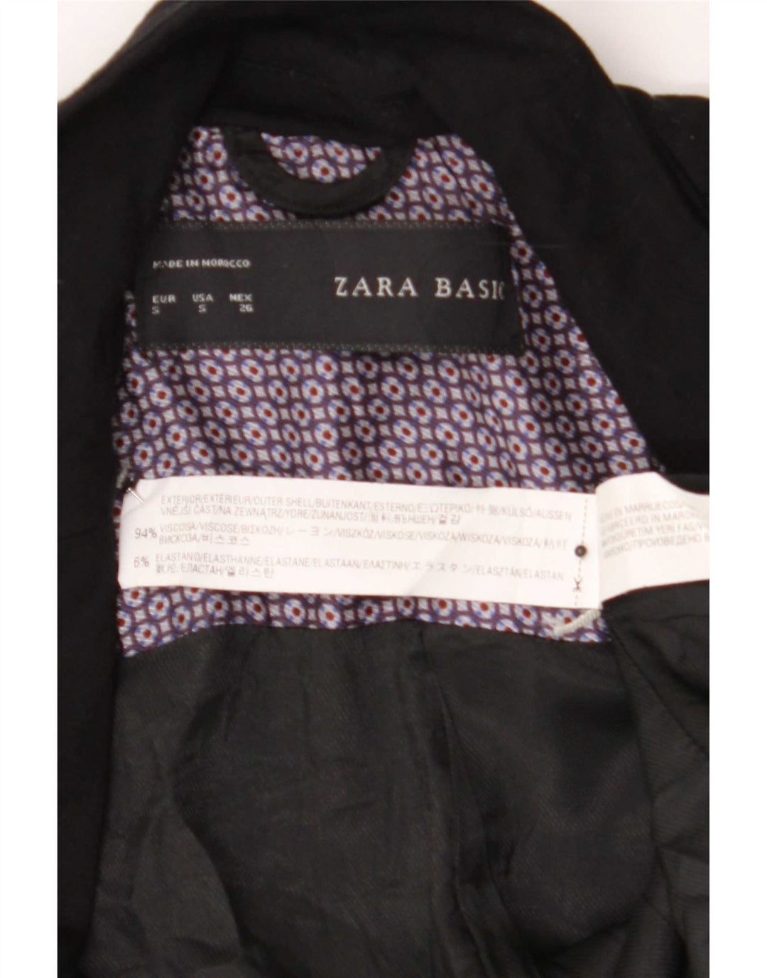 Zara Veste Blazer 1 Bouton Femme UK 10 Petite Viscose Noire