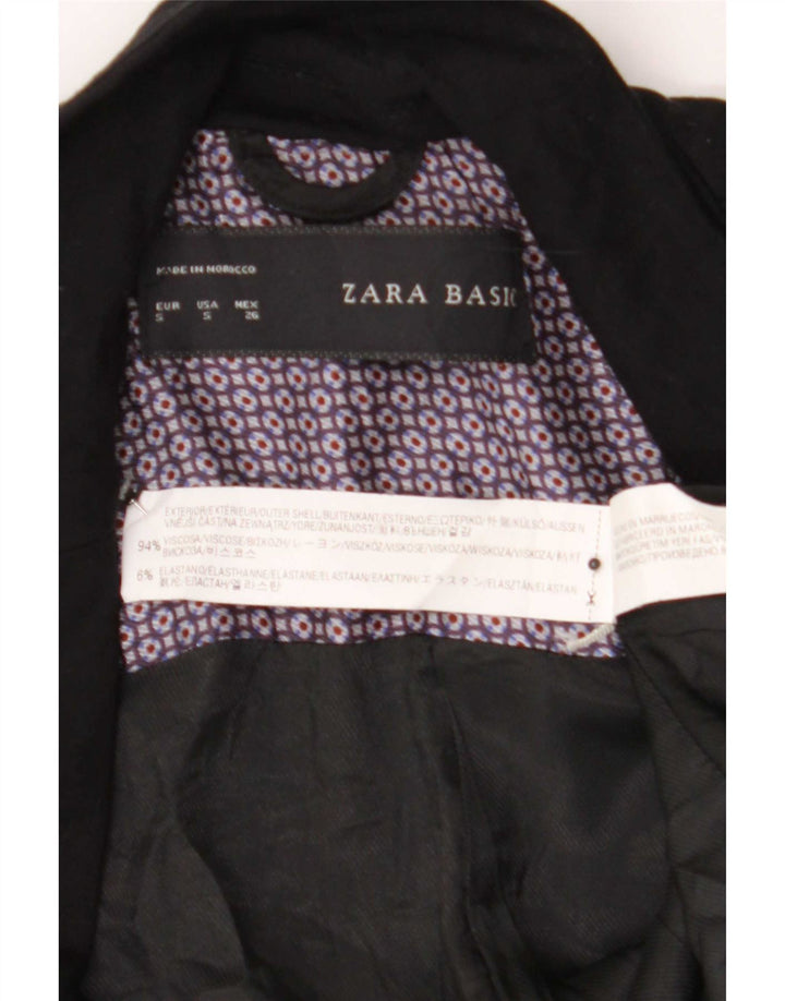 Zara Veste Blazer 1 Bouton Femme UK 10 Petite Viscose Noire