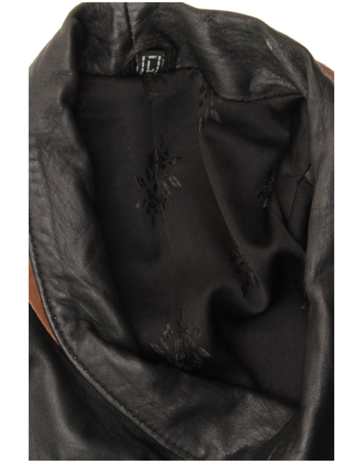 VINTAGE Manteau en cuir pour homme UK 40 Grand colorblock noir