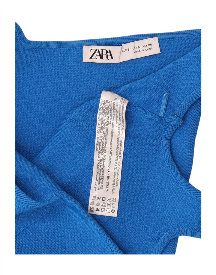 ZARA Womens Crop Top UK 8 Small Blue Viscose Vintage Zara and Second-Hand Zara from Messina Hembry 