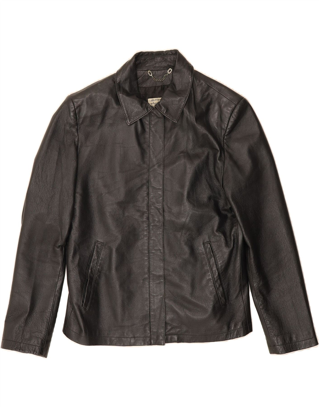 VINTAGE Womens Leather Jacket IT 46 Large Black Leather Vintage Vintage and Second-Hand Vintage from Messina Hembry 