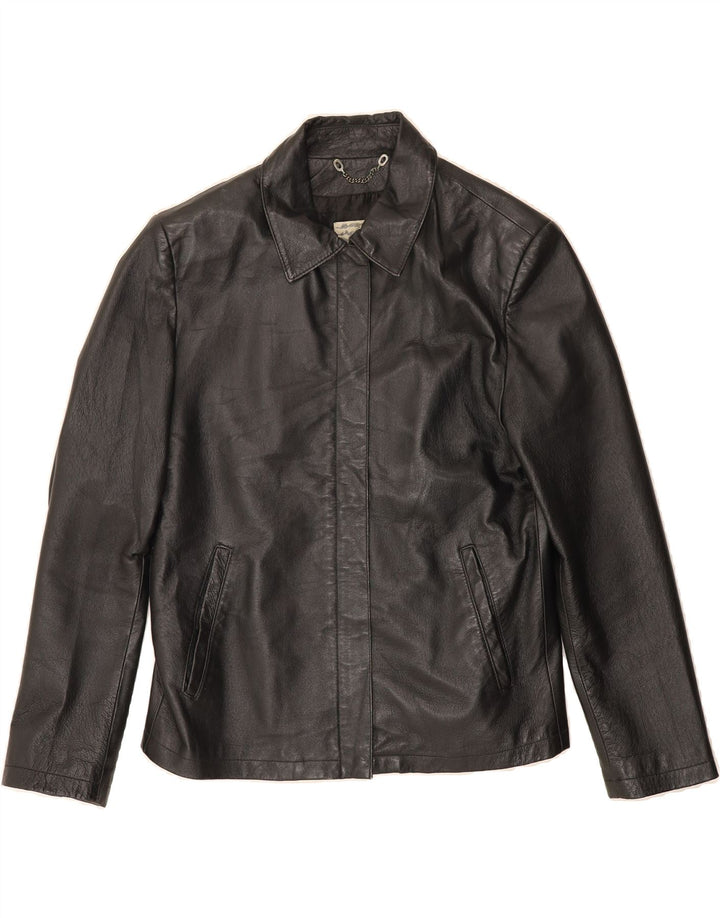 VINTAGE Womens Leather Jacket IT 46 Large Black Leather Vintage Vintage and Second-Hand Vintage from Messina Hembry 