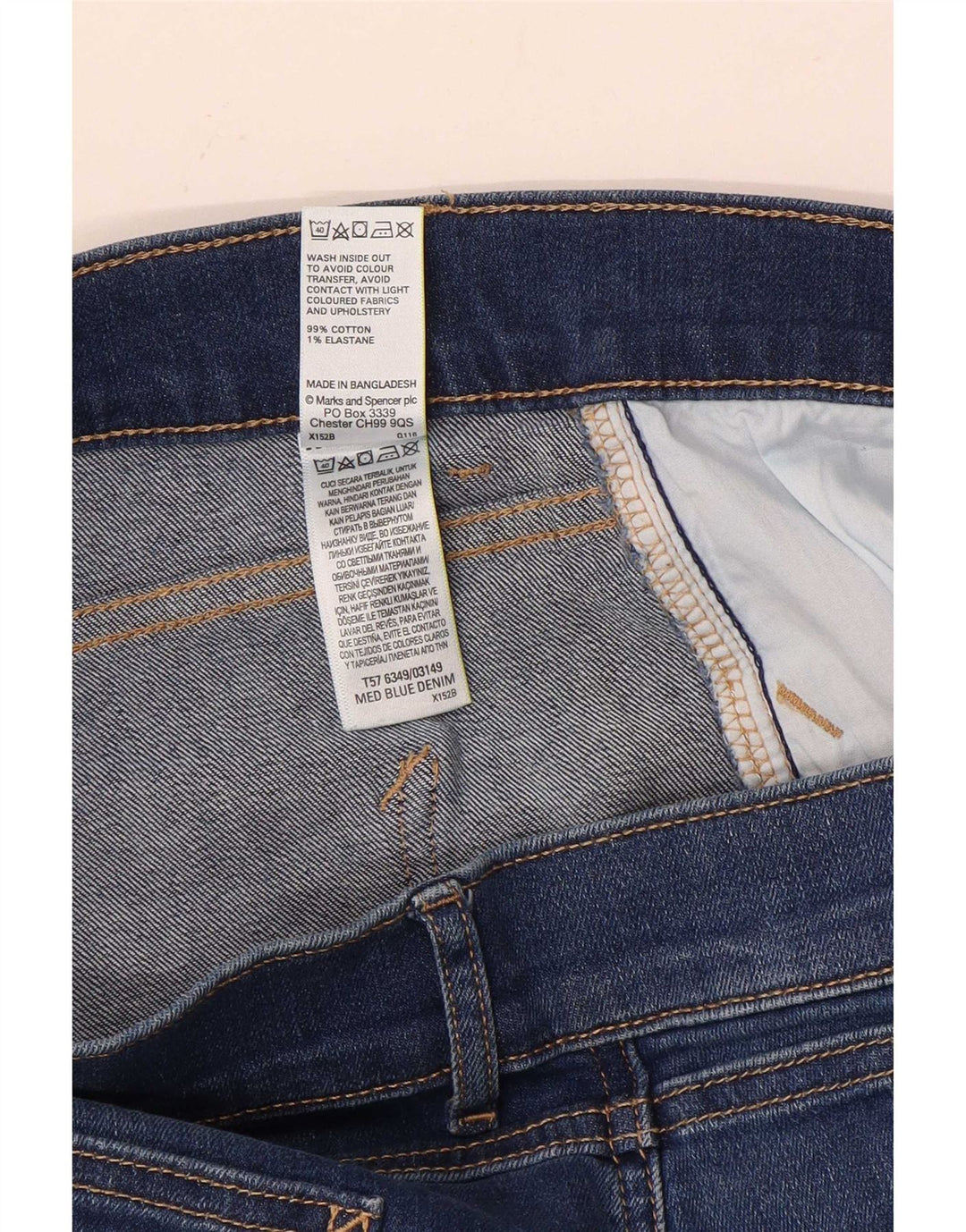 Marks & Spencer Jean slim bootcut pour femme UK 12 Medium W30 L28 Bleu Coton