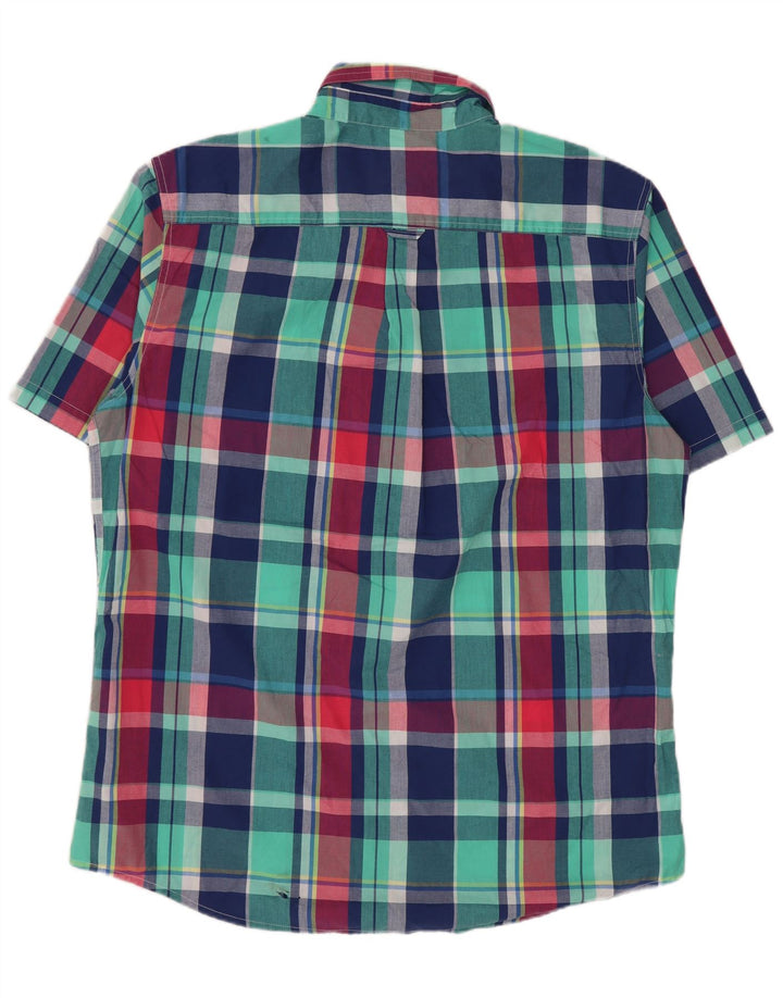 Chaps Chemise à manches courtes pour homme facile d'entretien en coton à carreaux multicolores